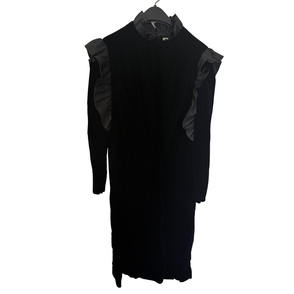 Vintage Bill Blass Collection III Black Velvet Ruffle‎ Dress Maison Mendessolle